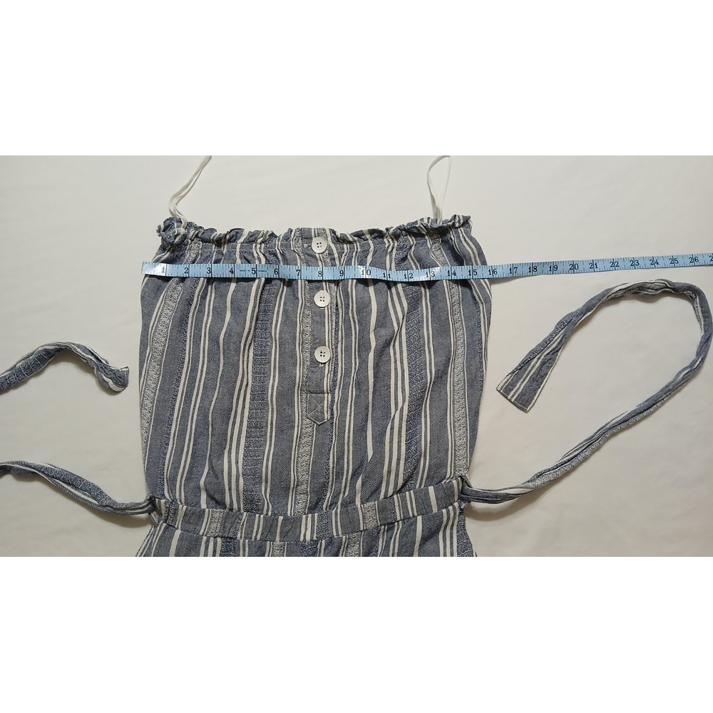 Bella Dahl Womens Striped Strapless Crop Jumpsuit Linen Blend Made In USA Size M - Picture 8 of 10